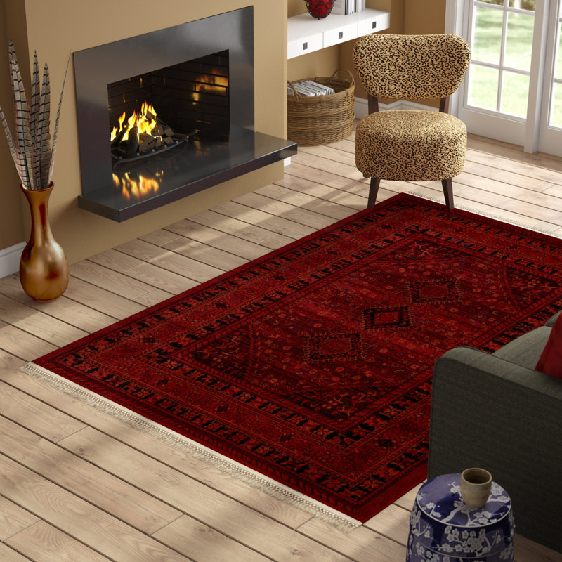 World Menagerie Kowloon Power Loom Deep Red Rug & Reviews Wayfair